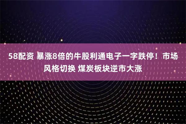 58配资 暴涨8倍的牛股利通电子一字跌停！市场风格切换 煤炭板块逆市大涨